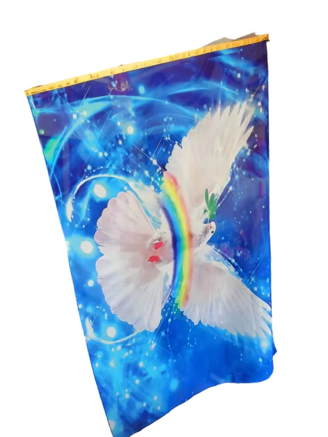 

Elegant Church Worship Flag Scarf, Rainbow Dove, Symbolizing the Holy Spirit of the Lord Banner