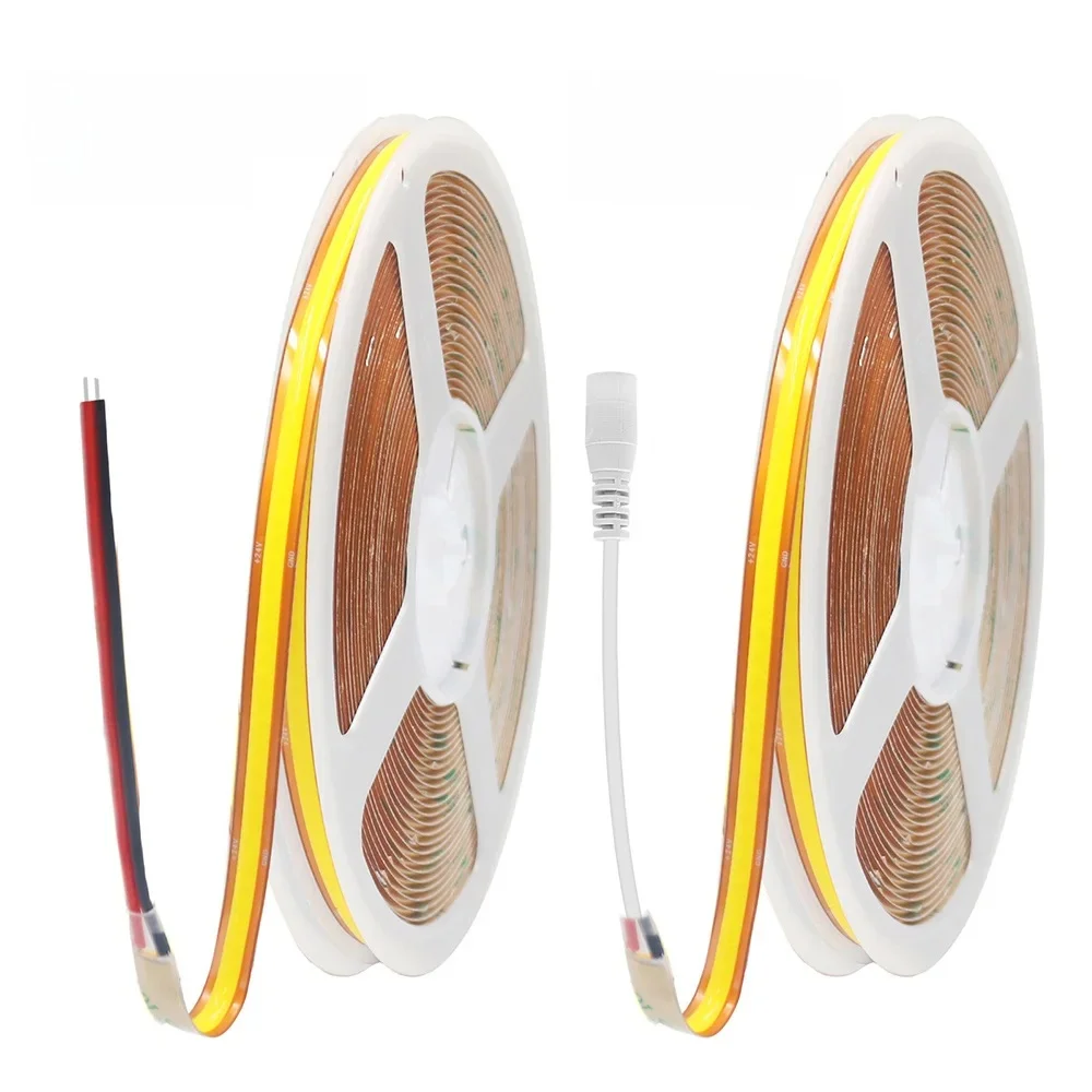 Bande lumineuse LED COB, coupe libre, 12V 24V, 1m, 2m, 5m, 10m, 0.5m, bande Flexible, 528 diodes/M, éclairage linéaire haute densité, blanc chaud/naturel