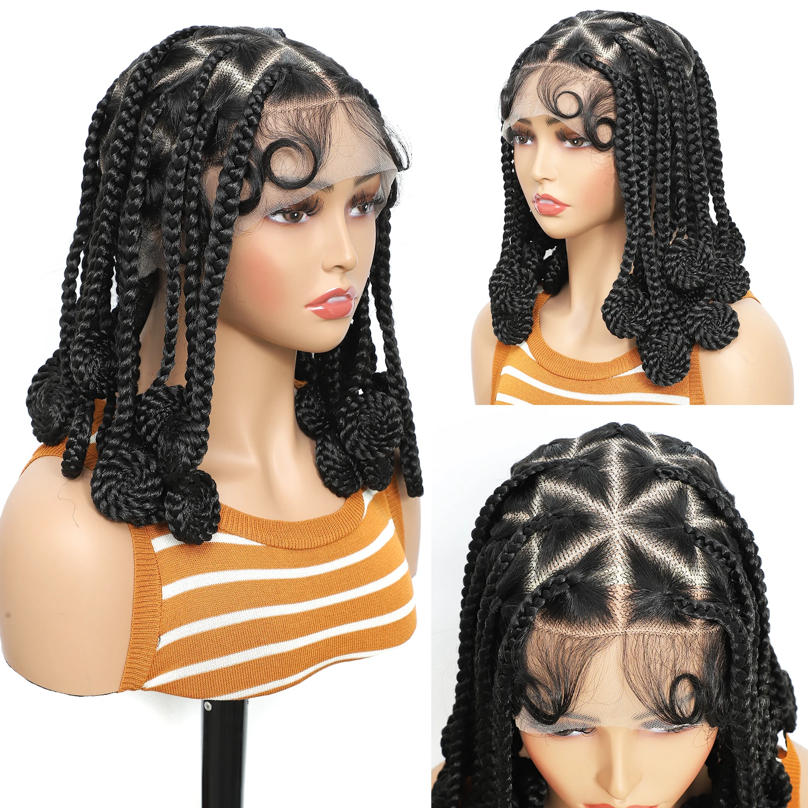 

Синтетические плетеные парики HD, полный парик шнурка, без узлов, Jumbo Box, косички, парики для чернокожих женщин, связанные вручную, африканские плетеные волосы, парики