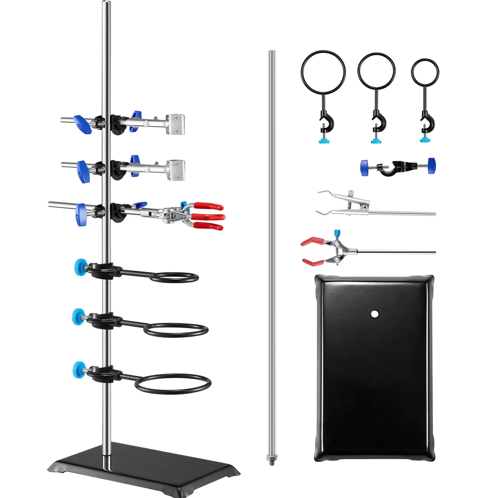 SucceBuy Lab Stand Ondersteuning Laboratorium Retort Ondersteuning Stand Set Stalen Lab Stand 23,6" Staaf en 8,3" x 5,3" Gietijzeren Basis met Klem - afbeelding 2