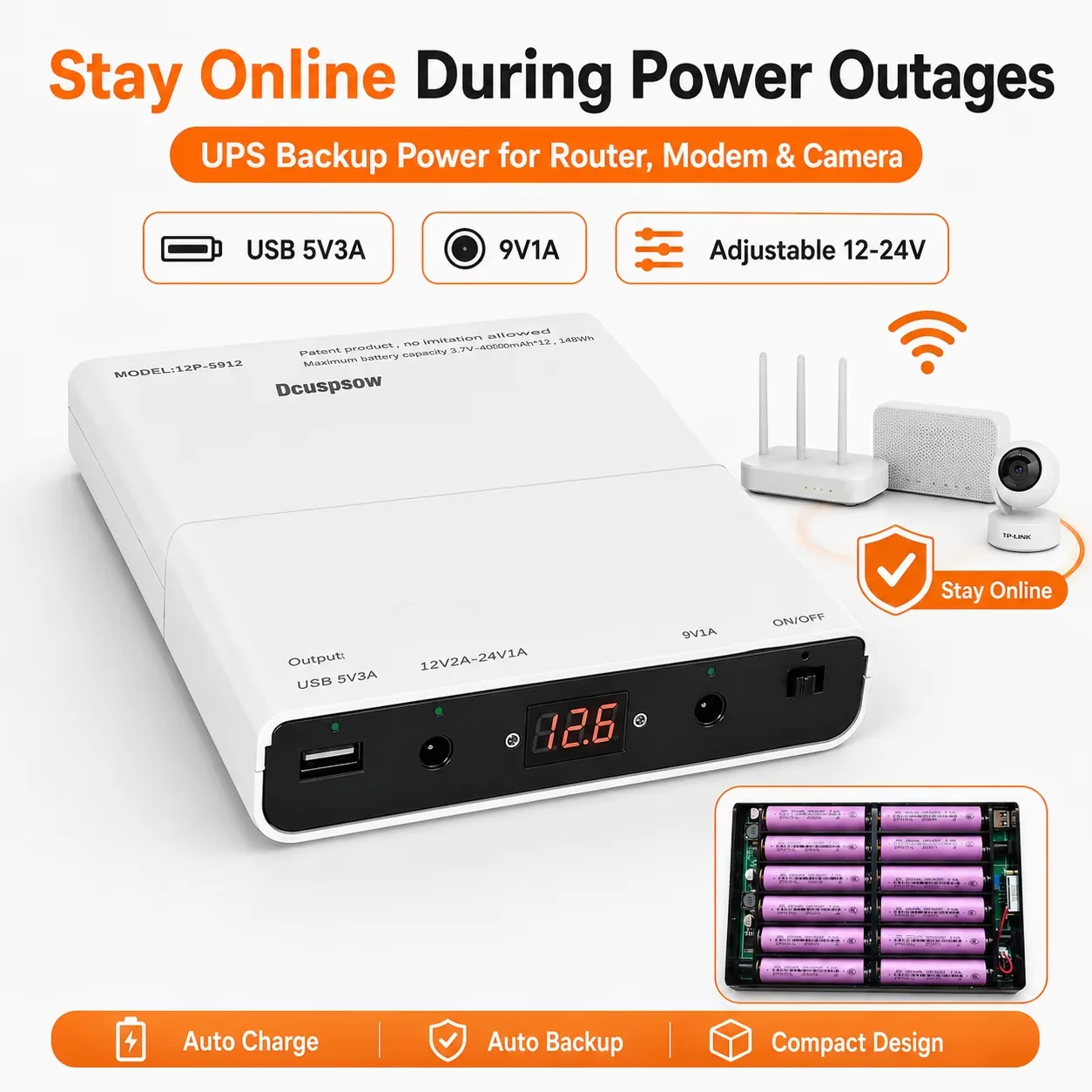 Obudowa na 12 baterii 18650 UPS, konfiguracja 3S4P, bezlutowa, DIY, obudowa power banku, zasilanie awaryjne 5V 9V 12-24V do routera, modemu.