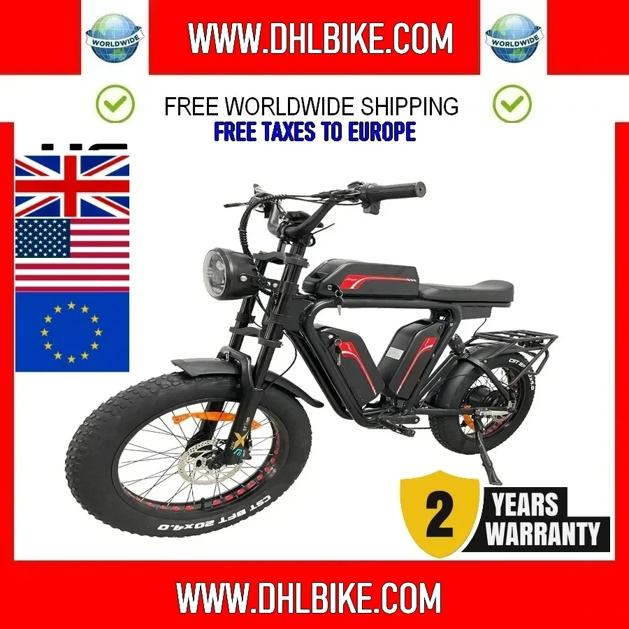 

Vélo électrique tout-terrain de montagne à 7 vitesses pour adultes, stock européen, moteur 2024 W, batterie 48V 20AH, pneus larg