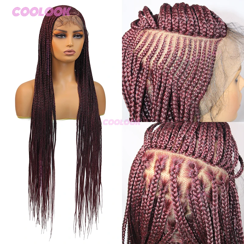 36 "الجانب جزء شعر مستعار مضفر بيروكات صناعية للنساء كورنو الضفائر الباروكات كامل الدنتلة شعر مستعار جديلة الشعر الأفريقي شعر مستعار مضفر