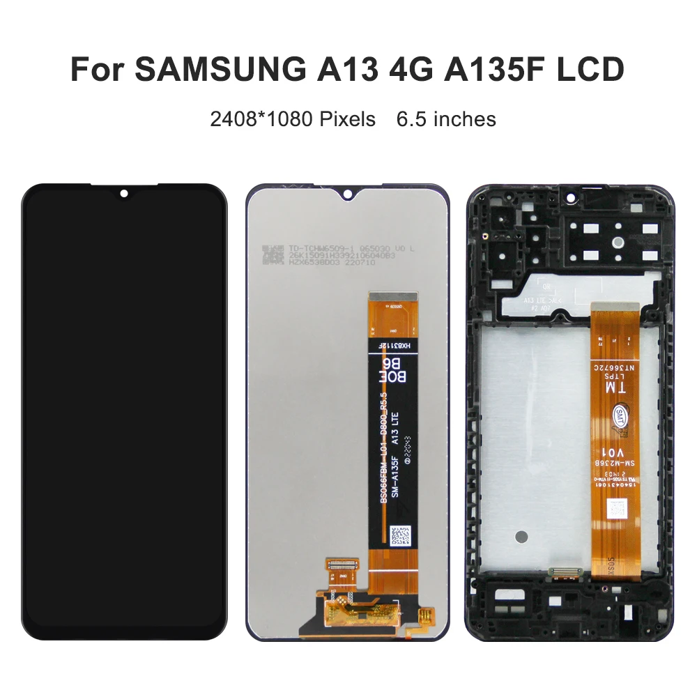 A13 4G For Samsung 6.6\'\'For  A135F A135M A135U A135U1 A135N LCD Display Touch Screen Digitizer Assembly Replacement