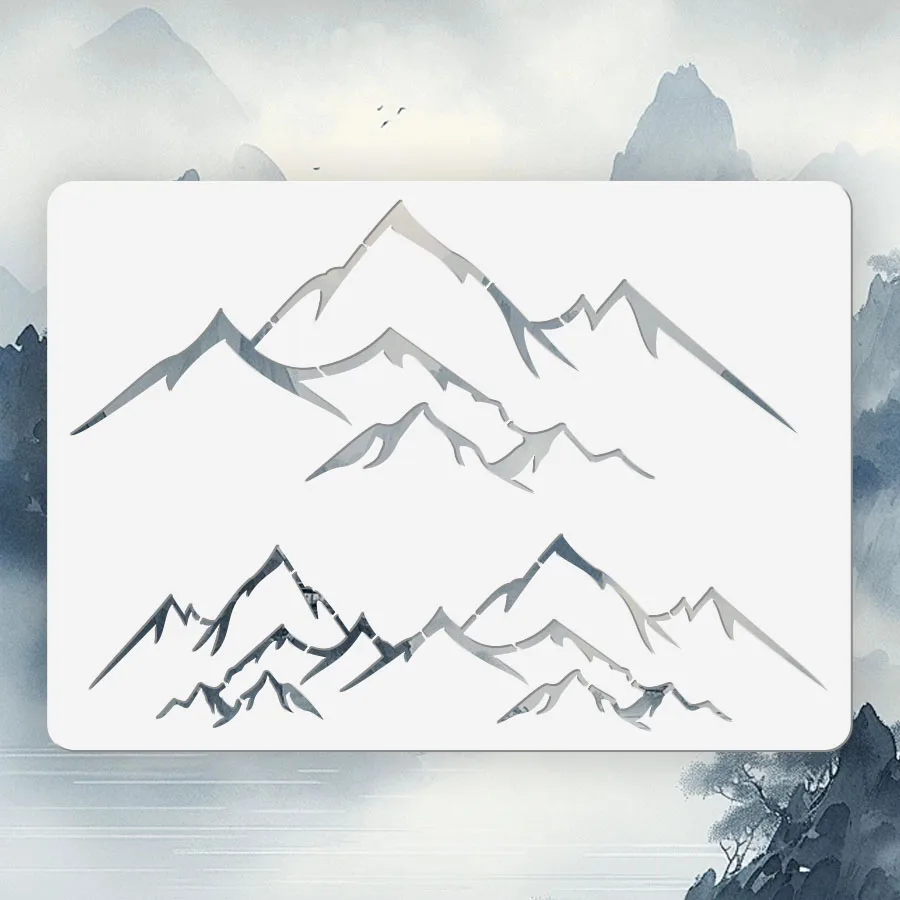 1 Stück A4 Mountain Range wiederverwendbare Schablone |   PET-Malvorlage für Wand, Holz, Leinwand, Möbel, Basteln, Heimwerken
