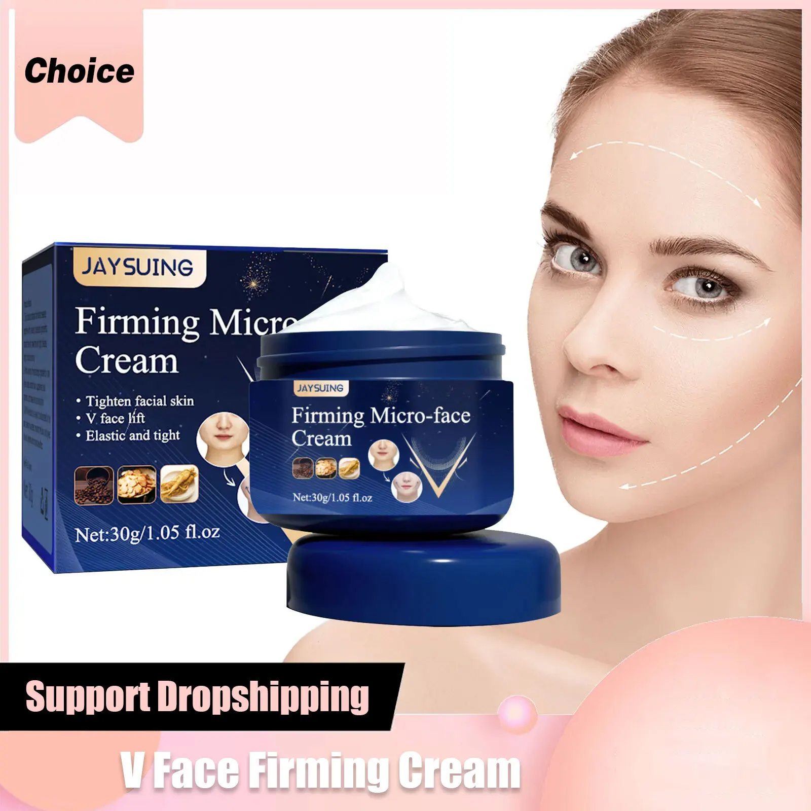 

V-Shape Sli-mming Cream Removal Double Chin Firming Lifting Sli-mming Masseter Muscle Face Fat B-urning Anti A-ging Products 30g