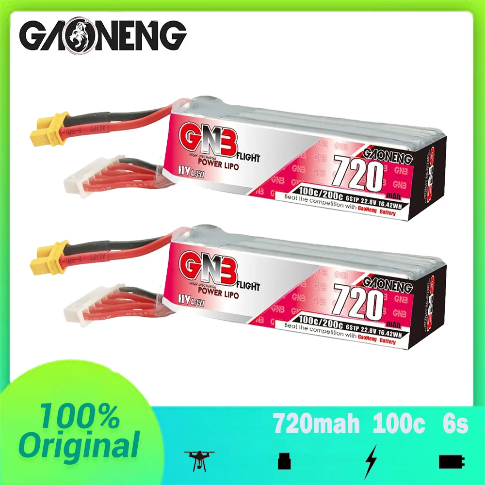 GAONENG GNB 720mAh 100C 6S 22.8V HV Lipo Battery With XT30 Connector For FPV Drone RC Quadcopter Parts Brushless Drones  DJI FPV