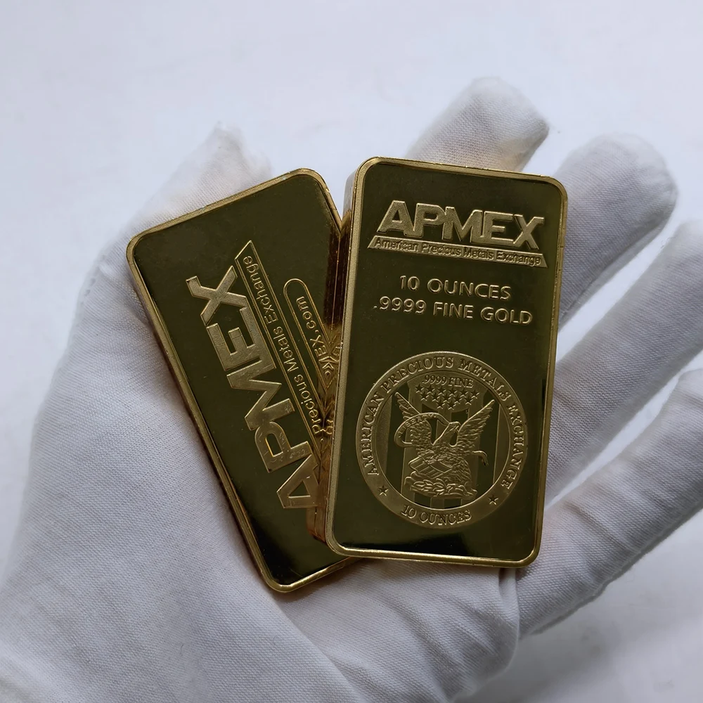 New 10 oz APMEX Gold Plated Bar Non-Magnetic Gold Bullion 1 oz Copper Bar With Different Serial Number Souvenir Gifts image 3