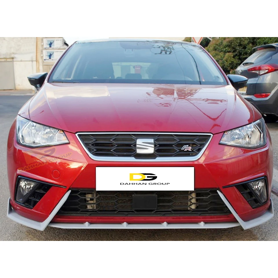 Seat Ibiza MK5 2017 - 2020 LENZ Design 3 Pieces Front Splitter Lip Blade Wing Spoiler Piano Gloss Black Plastic FR Cupra Kit