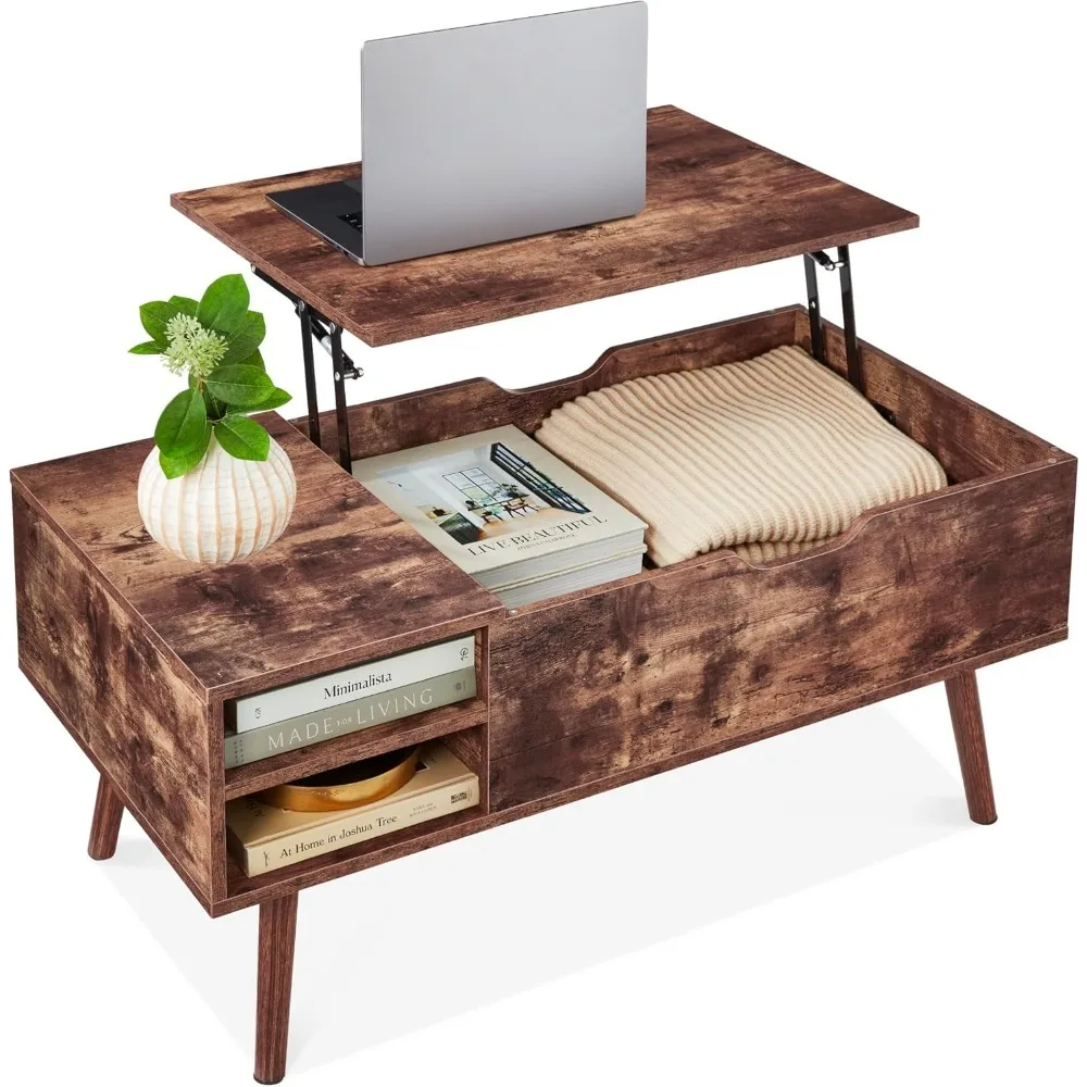 

Lift Top Coffee Table, Wooden Mid-Century Modern Multifunctional Accent Table for Living Room