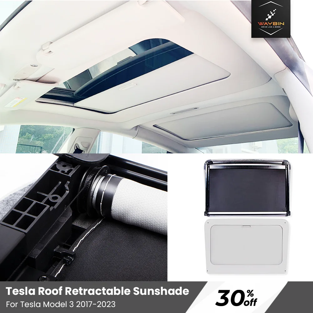 

2023 Model 3 Sunshade Roof Skylight Shades Scroll Original Car Sun Visor Sunscreen insulation For Tesla Model 3 2017-2023 Parts