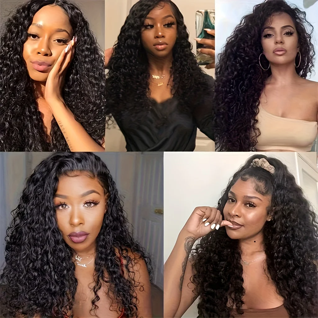 Deep Wave Human Hair 1 3 Bundles Brazilian Human Hair Wave Deep Wave Curly Hair Bundles Virgin Hair Extensions Natural Black