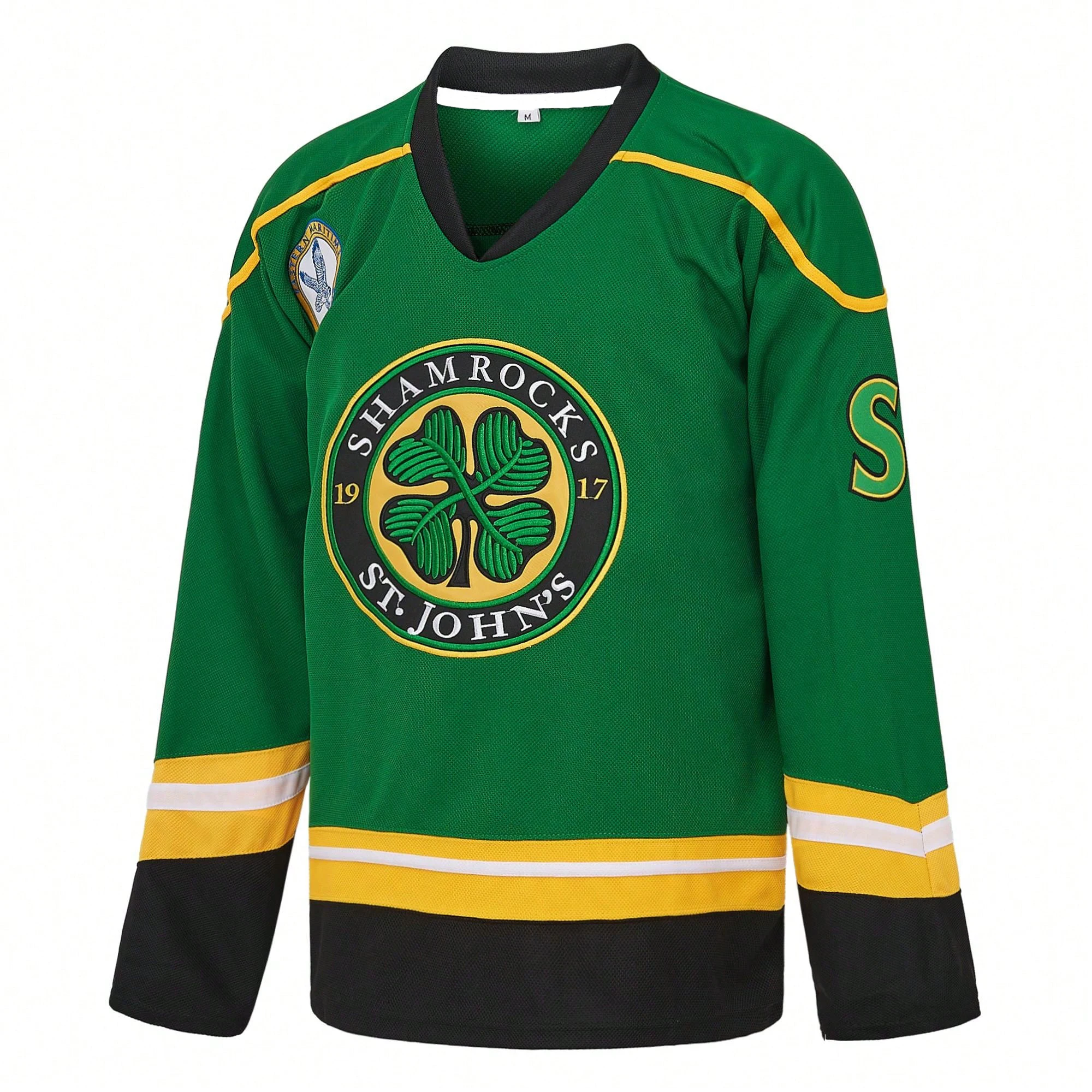 Unisex #3 Ross The BOSS Rhea's Shamrocks Stitched Green Hockey Jersey with EMHL Patch,Sports Casual Hockey Uniform