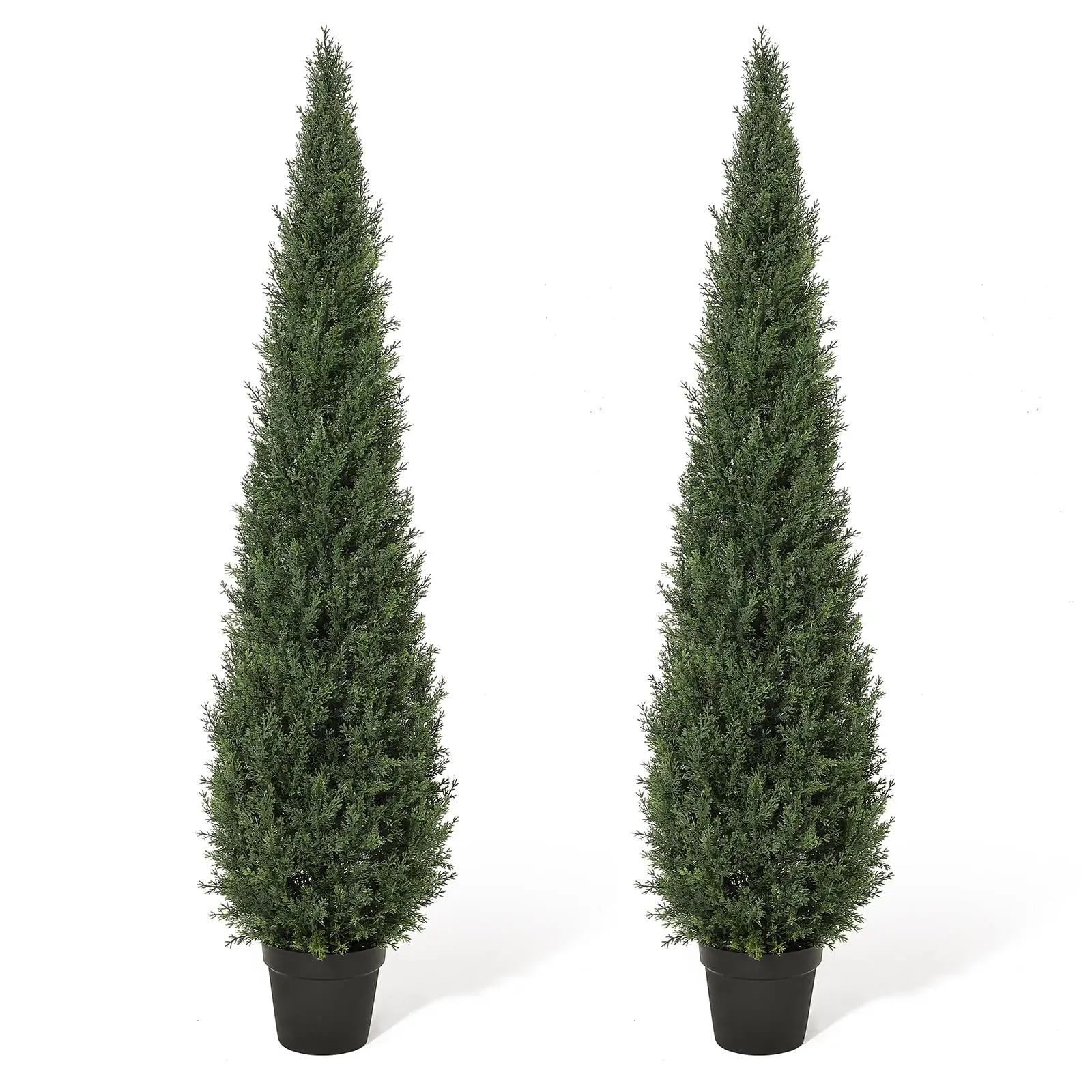 Topiaire artificielle de cyprès en pot, lot de 2, arbres décoratifs ultra-réalistes et résistants aux UV, 1,5 m, idéale pour l'intérieur et l'extérieur, la maison, le jardin, le bureau et la véranda, 1,5 m