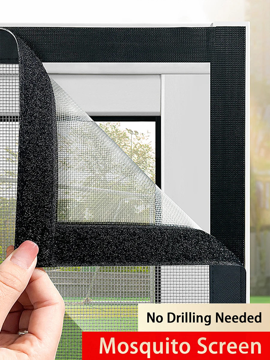 

Ideal for Summer Customizable Self-Adhesive Window Screen - Anti-Mosquito, Washable, Reusable, Easy Installation