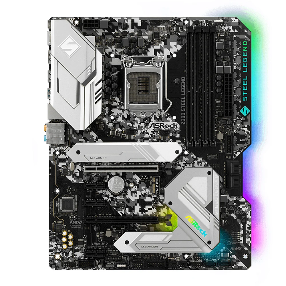 Imagem -02 - Asrock-placa-mãe Z390 Aço Lenda Atx Lga1151 4x Ddr4 128g Sata3 gb s 2x M.2 Nvme