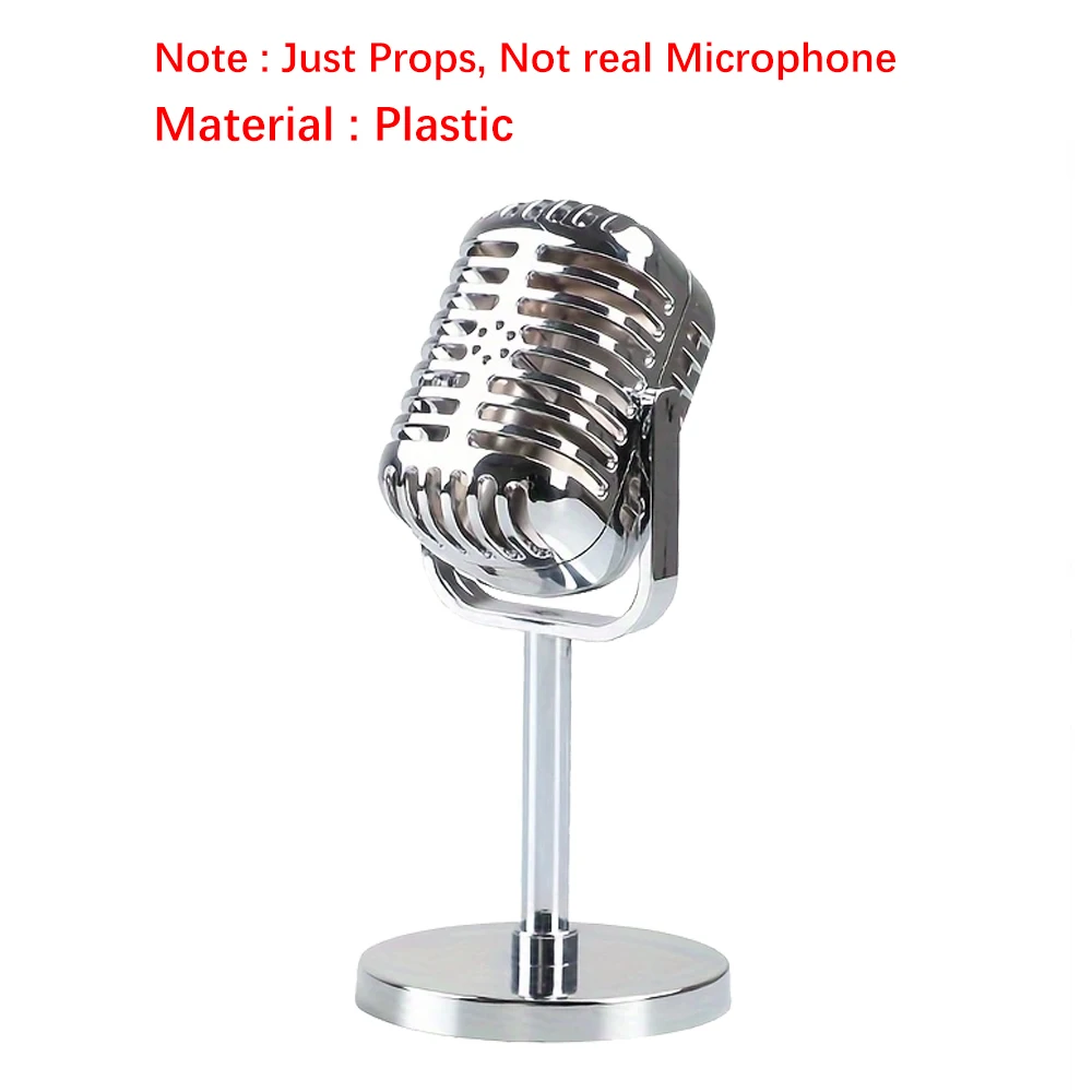 1x 2x Plastic Simulation Microphone Props  Mic Stage Performance Photography Prop Home Party Decoration Ornament