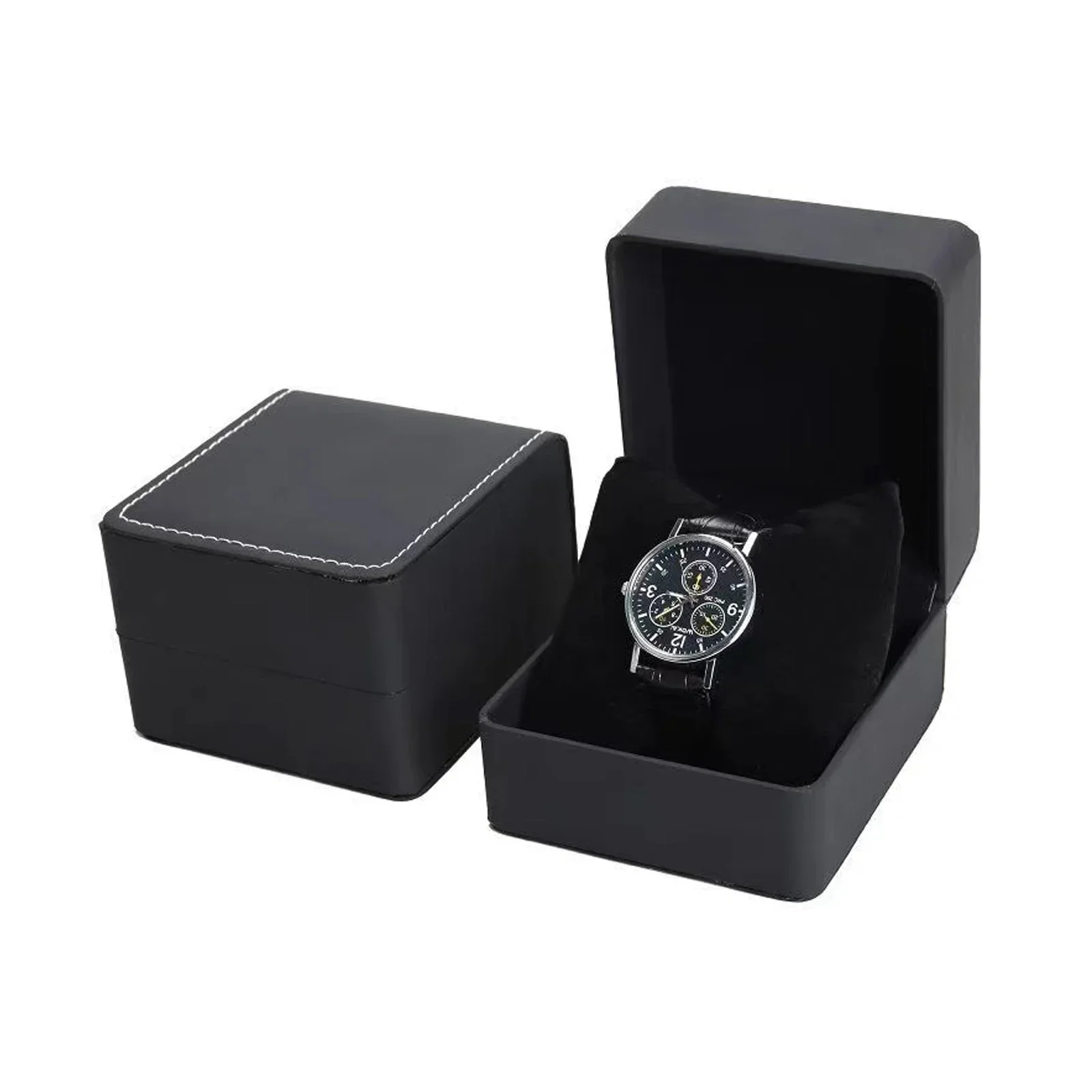 Black Single Watch Gift Box com travesseiro, Wristwatch Display Case, Organizador para homens,