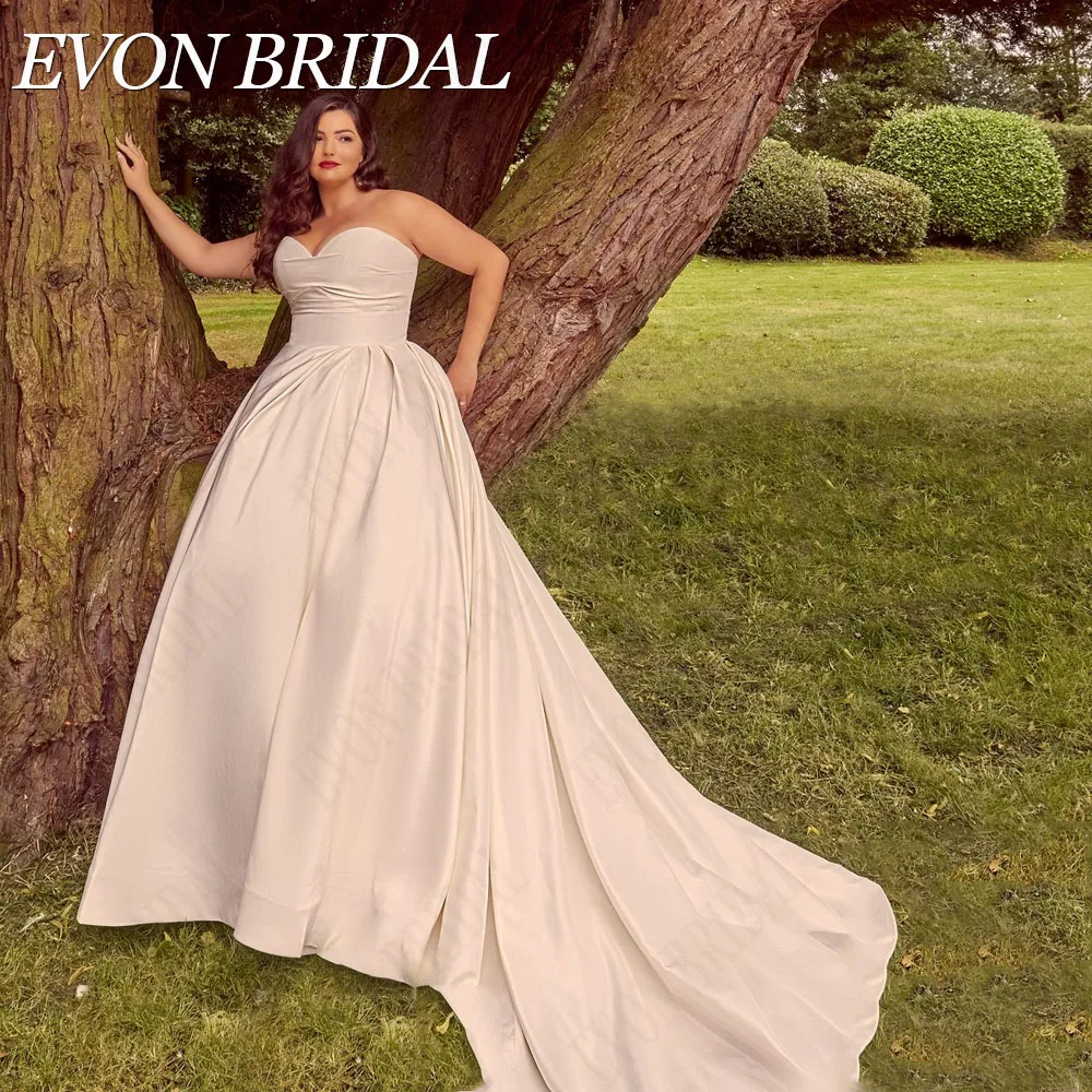 

EVON BRIDAL Oversize Sweetheart Wedding Dress For Woman Sleeveless Satin A-Line Elegant Bridal Gowns Custom Made Robe De Mariée