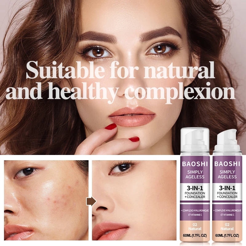 3 Kolory Podkład w Płynie Kremowy Wodoodporny Długotrwały Kontrolujący Wydzielanie Sebum Kryjący Trądzik Baza Pod Makijaż Nawilżający Rozjaśniający Matujący Kryjący