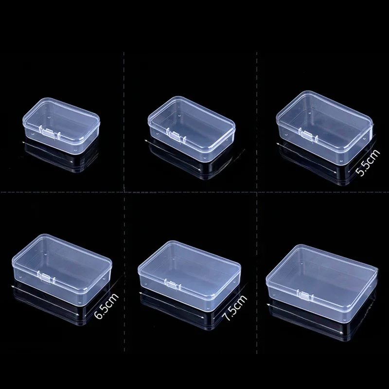 Mini caixas retangulares caixa de armazenamento de plástico prático fosco translúcido caixa de