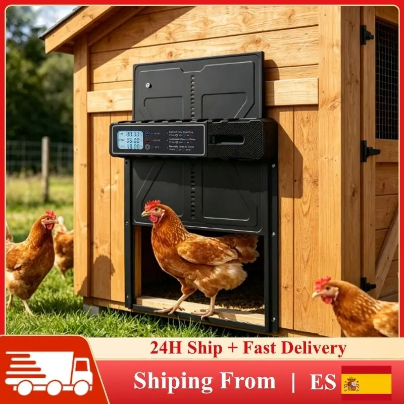 Puerta Automática para Gallinero con Sensor, de Aleación de Aluminio, con Temporizador, Puerta Elevadora Eléctrica para Pollos y Patos, para Patio Trasero