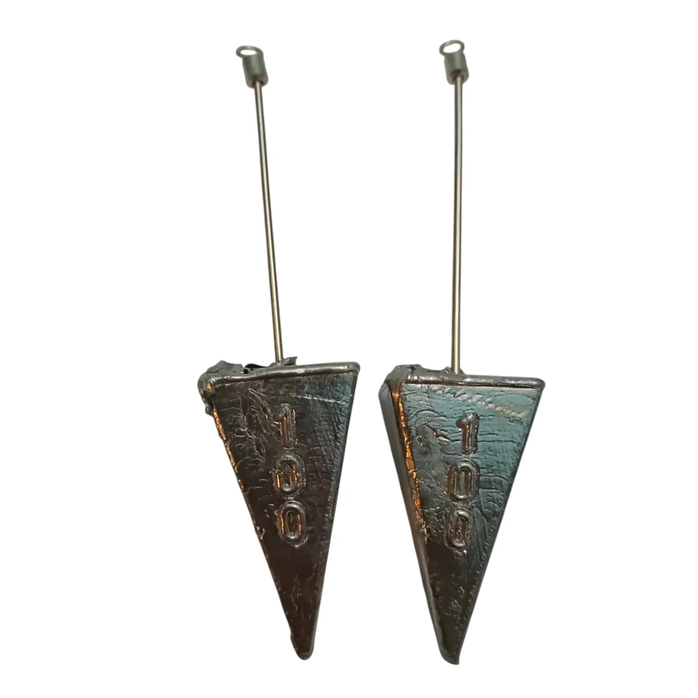 Lote 8 plomos piramide cortada plana -varios pesos rolling incorporado varilla inox 1,6mm lubina surfcasting