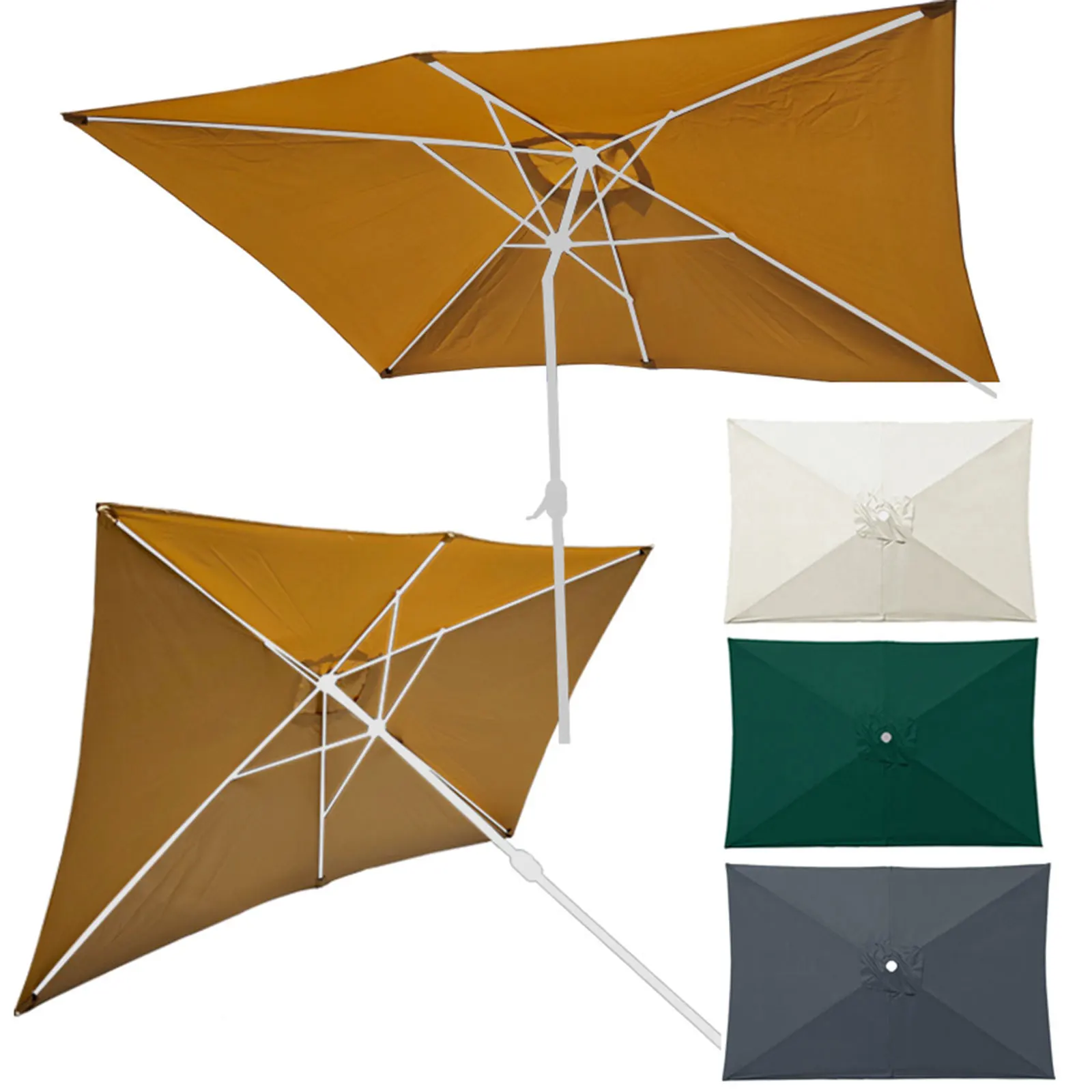 1 Pc Umbrella Replacement Canopy 200cmx300cm Waterproof Heavy Duty Easy to Install for Outdoor Use Home Deck Beige Block Dust