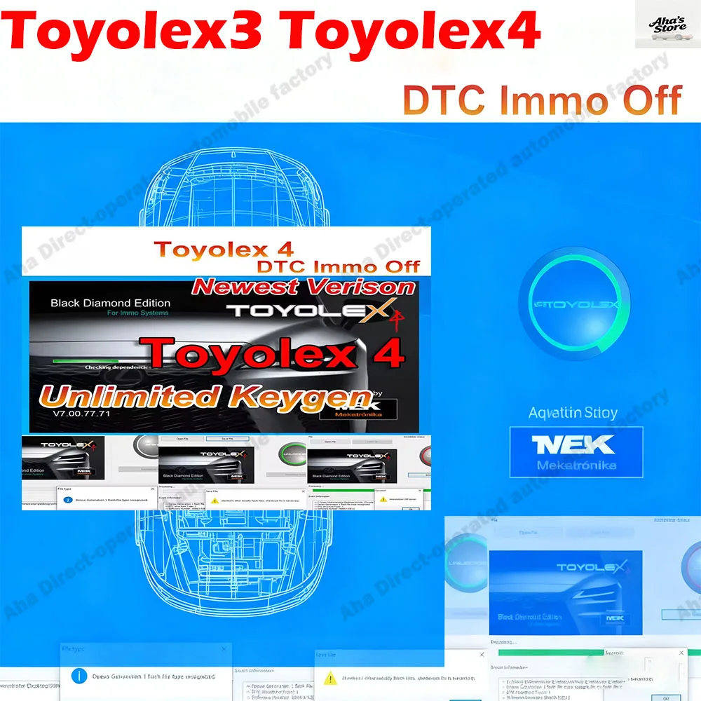 

Toyolex 4 Toyolex 3 obd2 scanner with Unlimited Keygen European American car models Mascheramento Car DTC Disable Software Tool
