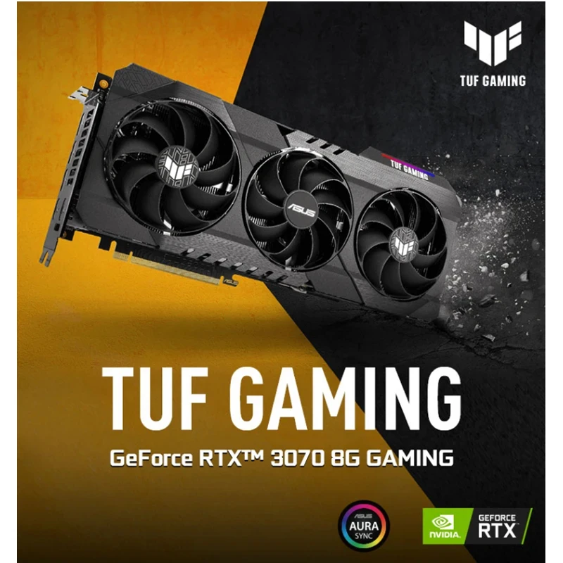 Б/У ASUS TUF RTX 3070 8 ГБ GPU RTX 3070Ti 8 ГБ Видеокарта GTX3070 Ti RTX3070Ti Игровые видеокарты Nvidia Turbo ПК Компьютеры Ga