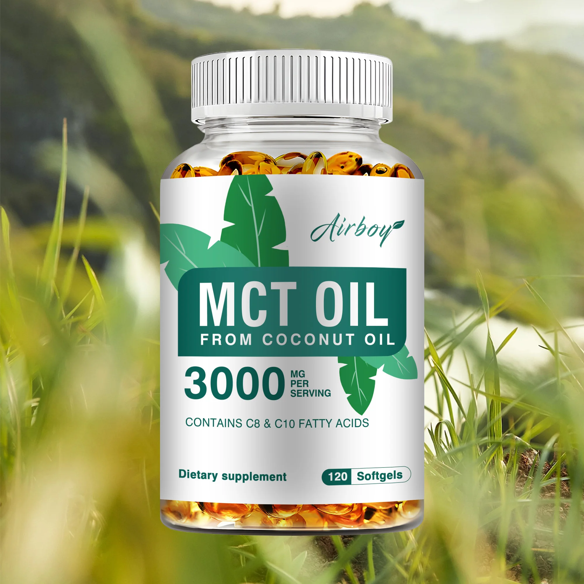 Cápsulas de aceite MCT de 3000mg, producción de energía, mejora el cerebro, control del peso, refuerzo del metabolismo, 120 cápsulas