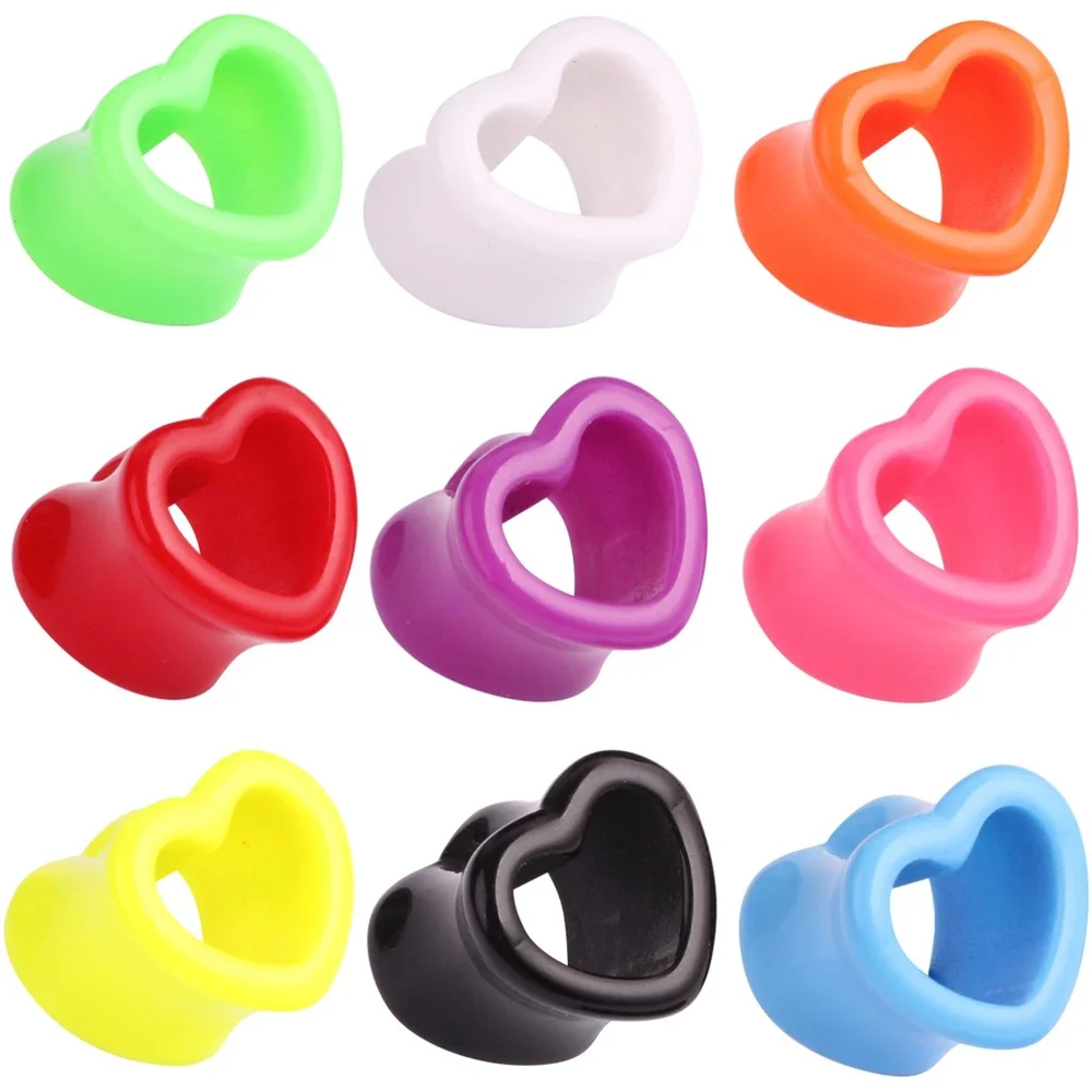 Showlove-2Pcs piękny kształt serca tunel ucha tunel Hollow korki Gauge kolczyki Expander nosze akrylowe biżuteria do ciała 4mm-12mm — zdjęcie 2