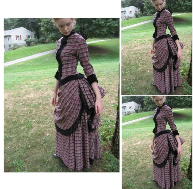 

victorian purple plaid bustle dress Colonial Georgian Renaissance Gothic Historical dress Women's Scottish Highlands ball gown