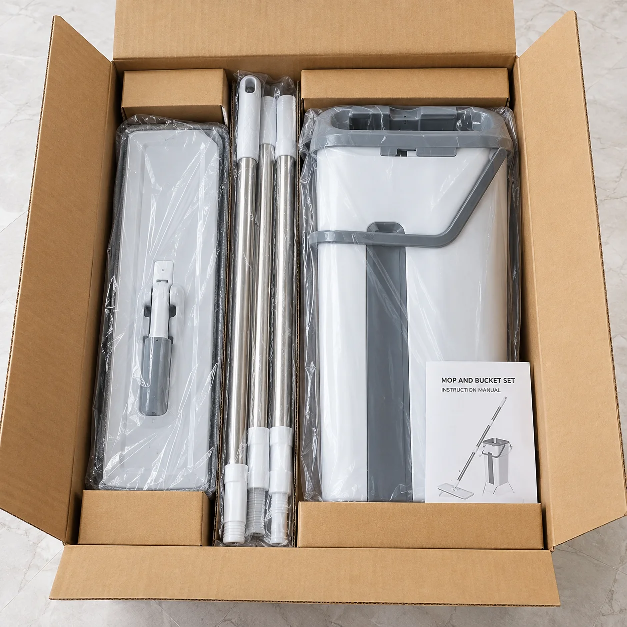 360° Spin Flat Mop & Bucket Set - Wet/Dry Cleaning Kit for Hardwood, Tile, Laminate Floors, Home & Kitchen