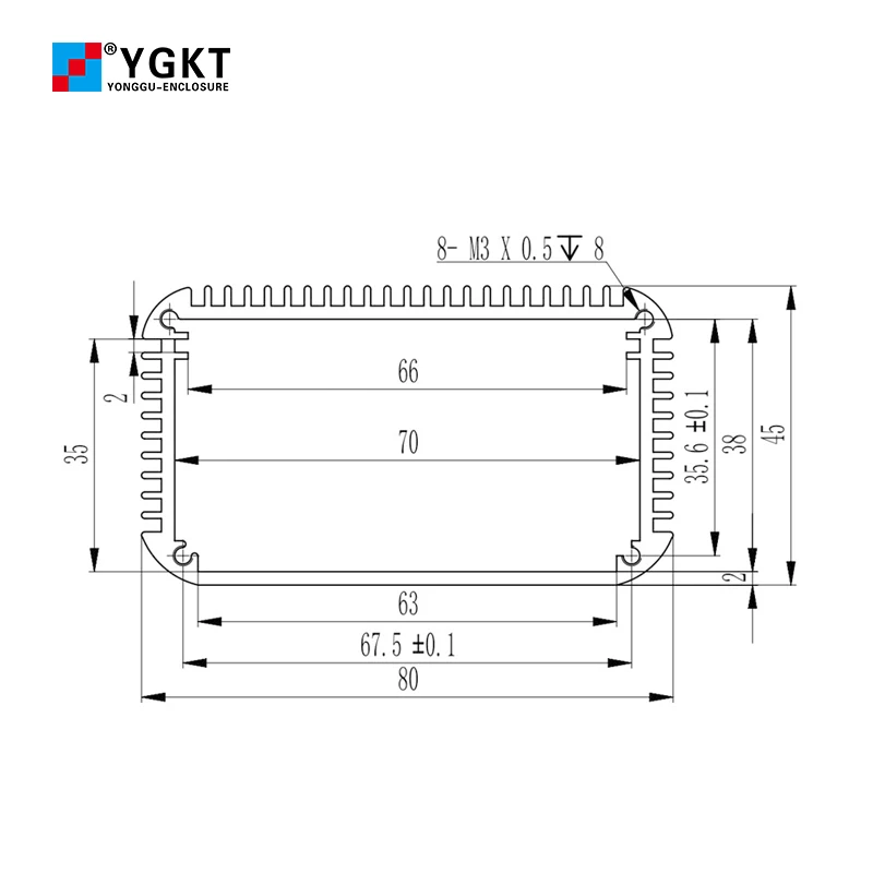 Aluminum battery box control circuit board current regulator housing industrial equipment extruded custom enclosure J21 80*45mm