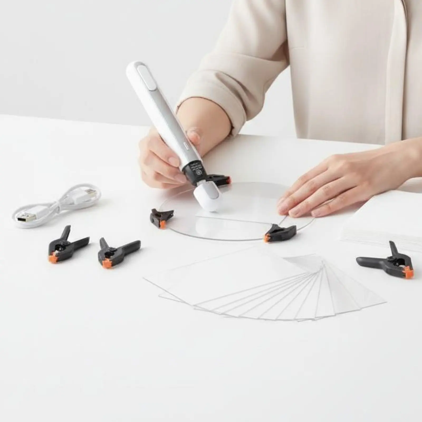 Vinyl Acrylic Trading Card Flattening & Cleaning Kit with USB Heat Pen Thermal Paper for Card Repair Maintenance Accessory