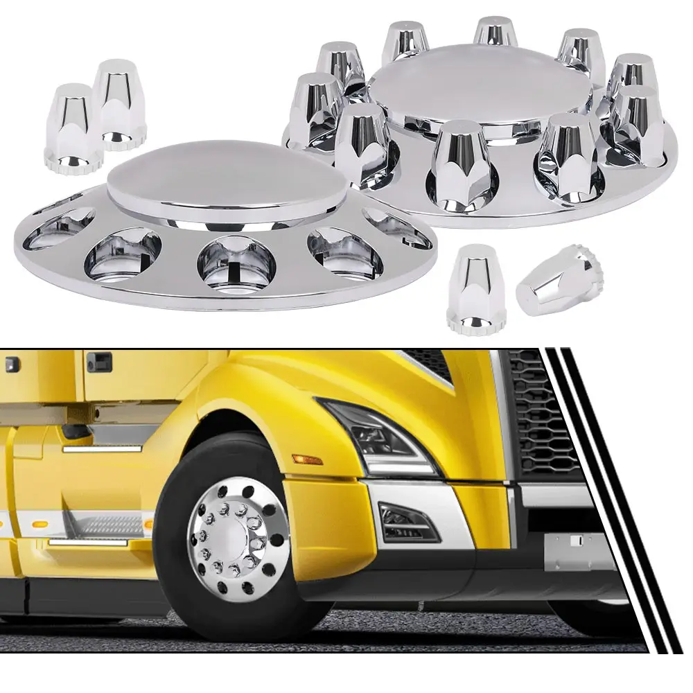 

2 шт. передние серебряные крышки гаек диаметром 33 мм, крышки колес, ось ступицы, полугрузовик, пластик из АБС-пластика, подходит для колес 20-дюймового, 22,5 дюйма и 24,5 дюйма