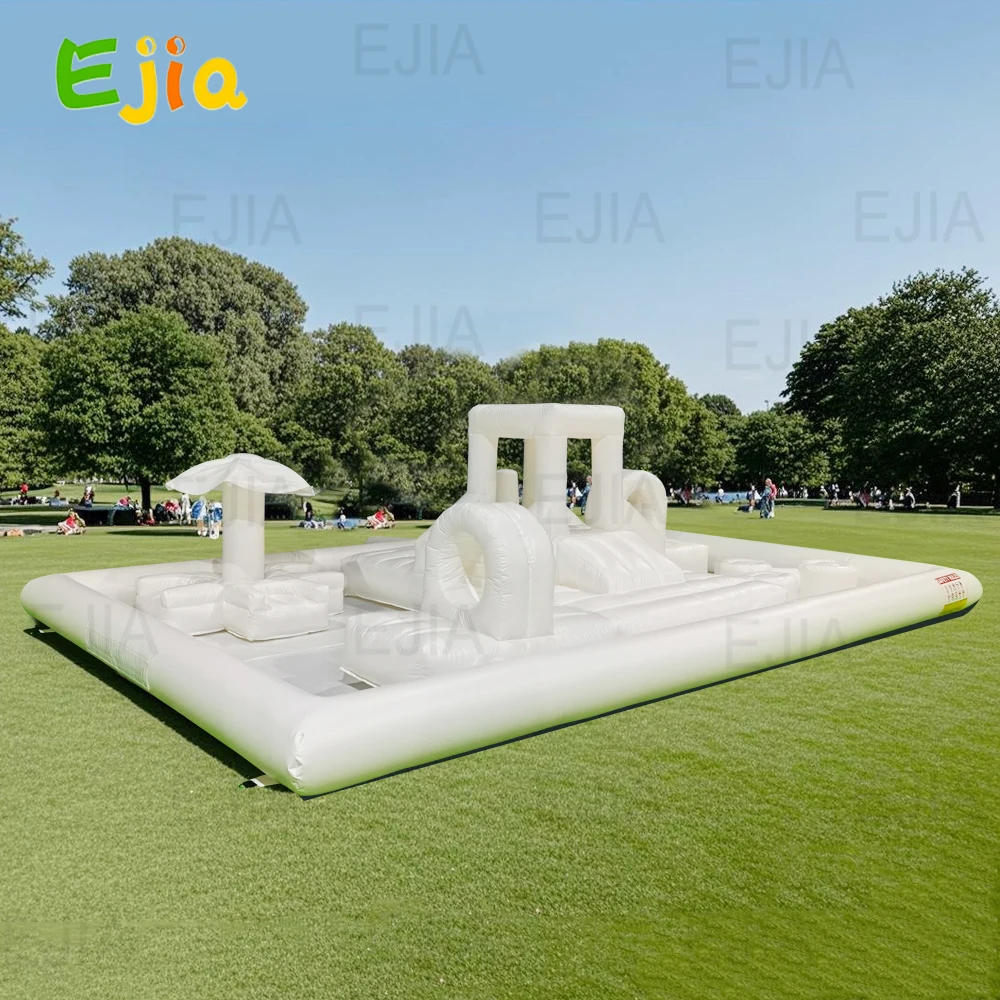 Inflatable Bouncer Water Slide Pool White Kindergarten Large Inflatable Playground Obstacle Course Soft Play Equipment for Kids