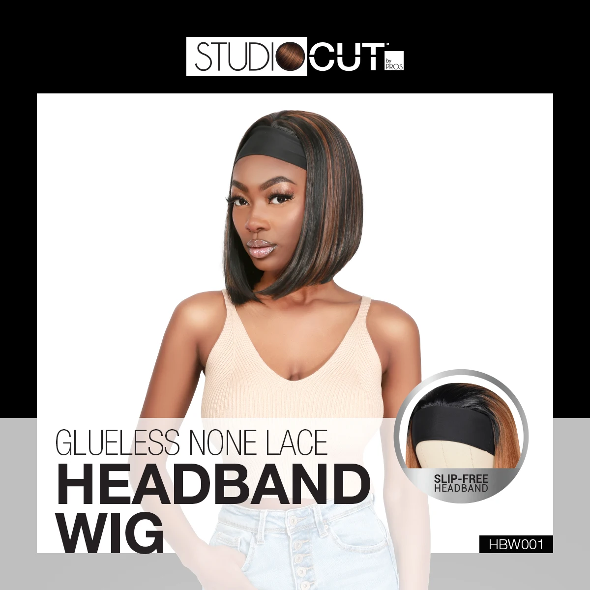 프로가 만든 스튜디오 컷 글루리스 노 레이스 헤드밴드 합성 가발 HBW001