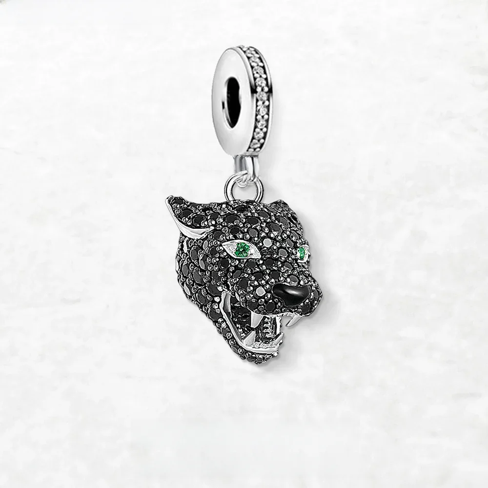 Nowy czarny wisiorek z kotem Lucky Charm Mystical Predator prezent dla kobiet mężczyzn lato 925 srebro biżuteria punkowa — zdjęcie 2