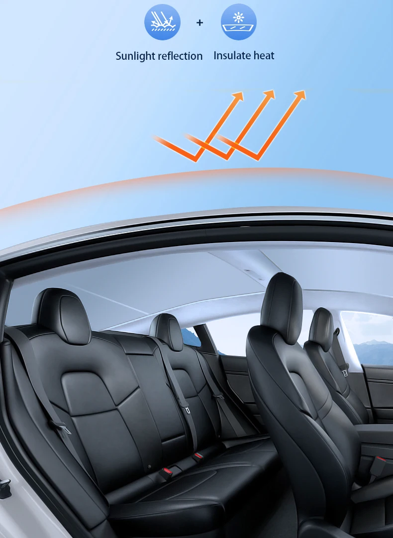 2PCS Für Tesla Modell 3/Y/3 Highland/Y Juniper Eis Tuch Schnalle Shades für Glas dach Vorne und Hinten Schiebedach Dachfenster Sonnenschirm – Detail 13