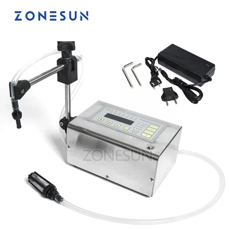 ZONESUN 5-3500ml Accuracy Portable Digital Liquid Filling Machine Perfume Drink Water Milk Small Bottle Vial Filler