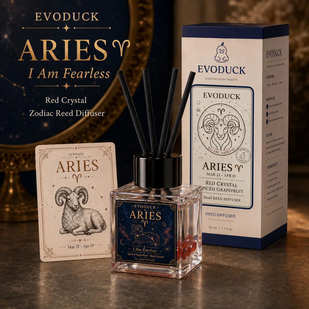 50ml Aries Zodiac Reed Diffuser Oil Spiced Grapefruit Scent Flameless Aromatherapy Constellation Gift for Home Car Air Freshener