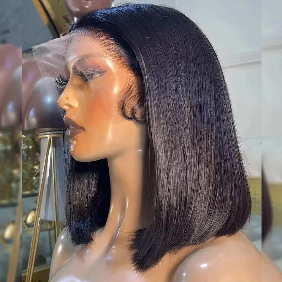 

200% Density Straight Bob Wigs 13x4 Lace Front Wig Transparent Human Hair Wigs 100% Human Hair Brazilian Short Bob Wig For Women