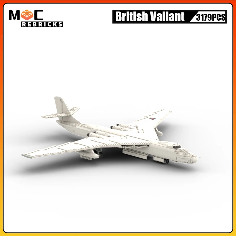 WW2 ทหารอาวุธนิวเคลียร์อังกฤษ Valiant Jet Bomber ชุด MOC Building Blocks เครื่องบินอิฐของเล่นเด็กของขวัญ