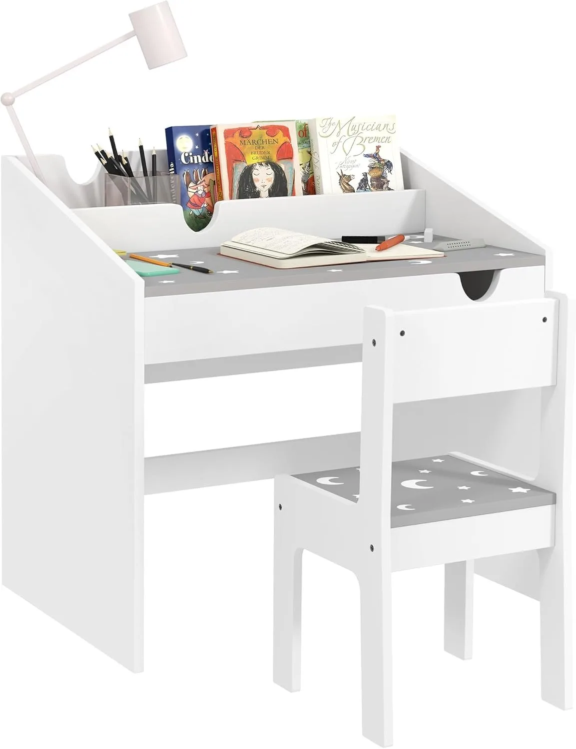 

Kids Desk and Chair Set, Kids Study Desk with Storage, Student Writing Desk for Bedroom & Study Room with Drawer, for Child