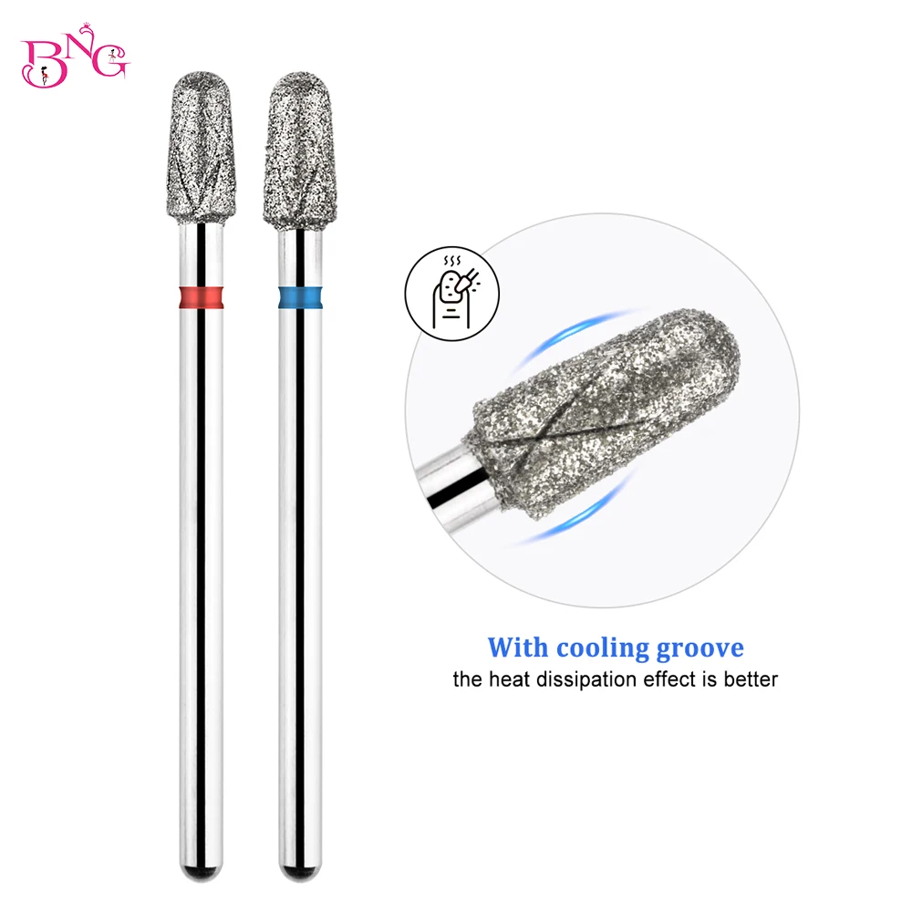 

BNG Diamond Nail Drill Bits Cuticle Remover Bit For Under Nail Dead Skin Cleaning Bits With Cooling Groove Nail Art Manicure