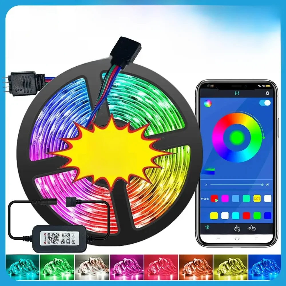 12V Led Bande Lumières RGB 5050 5M 54 LEDS Bluetooth APP Contrôle Luces Led Flexible Diode Décoration Pour Salon Lampe Ruban