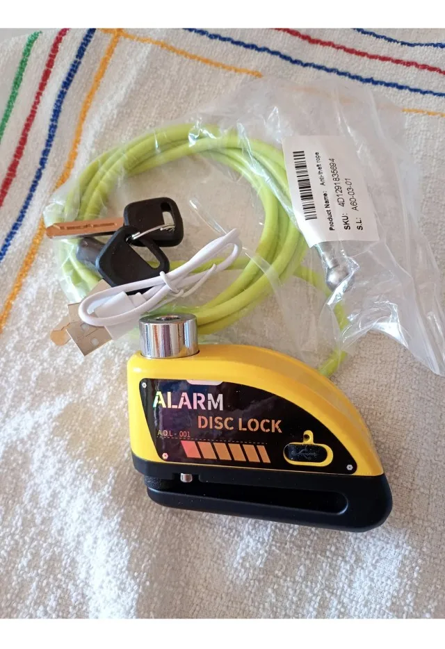 BikerZoneZ Guardian Lock — Rechargeable Alarm Disc Lock