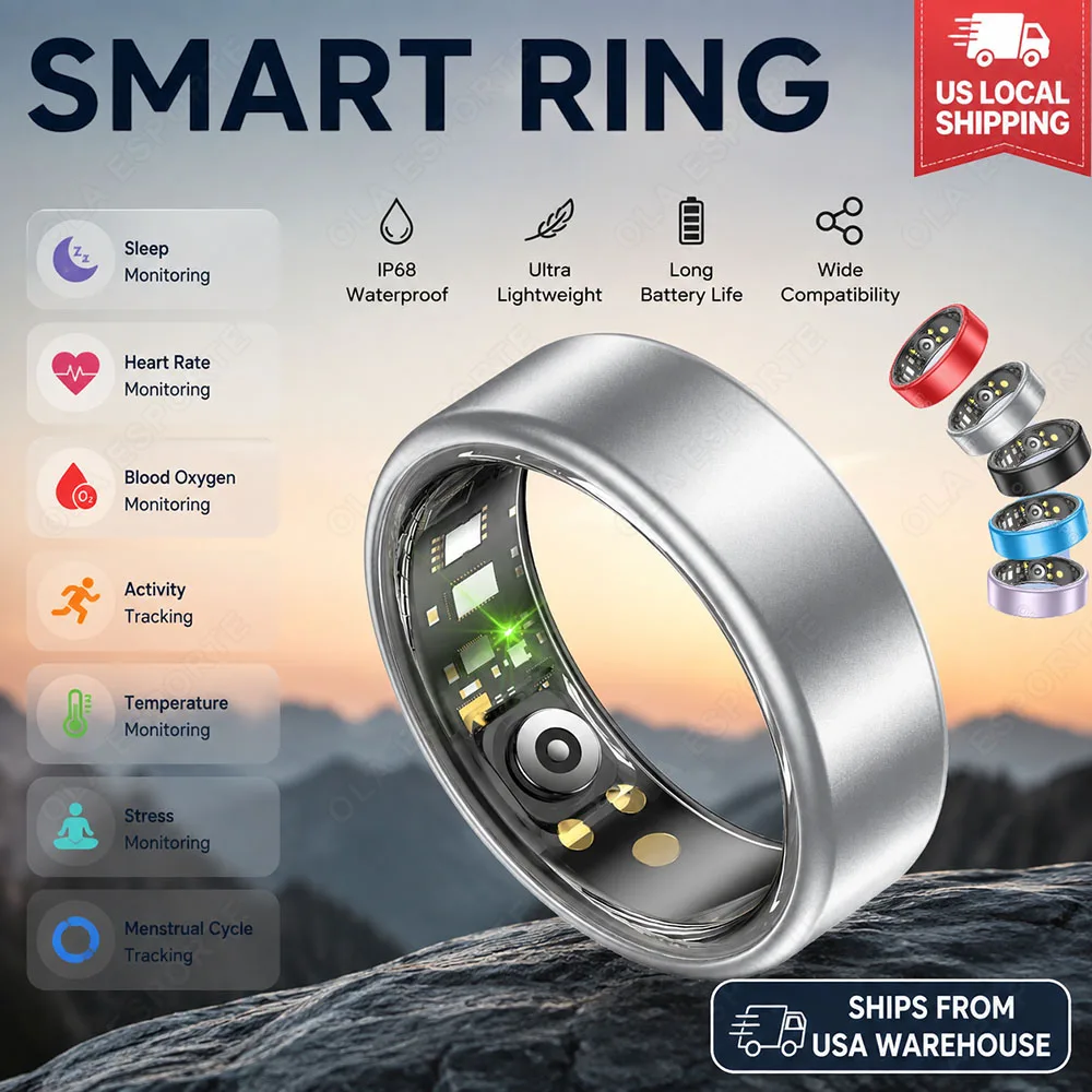 Smart Ring For Men Women Heart Rate Blood Pressure SpO2 Sleep Monitor Sports Fitness Tracker Remote Camera Control Waterproof Smart Ring Gift Ring R12